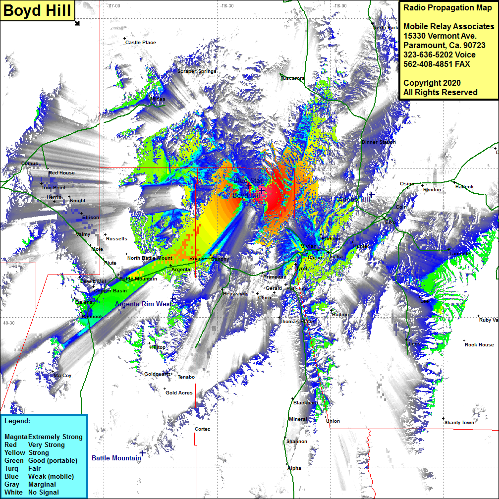 heat map radio coverage Boyd Hill